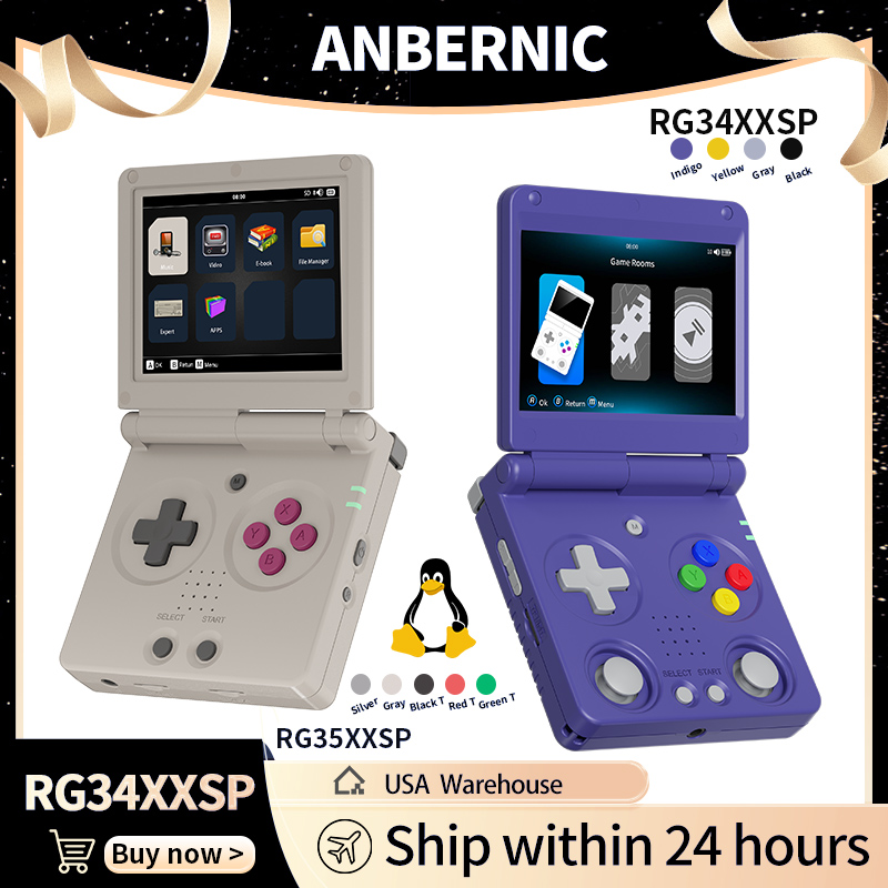 Gaming Console For Sale - Anbernic RG34XXSP RG35XXSP Flipคอนโซลเกมมือถือหน้าจอIPS Linux 64