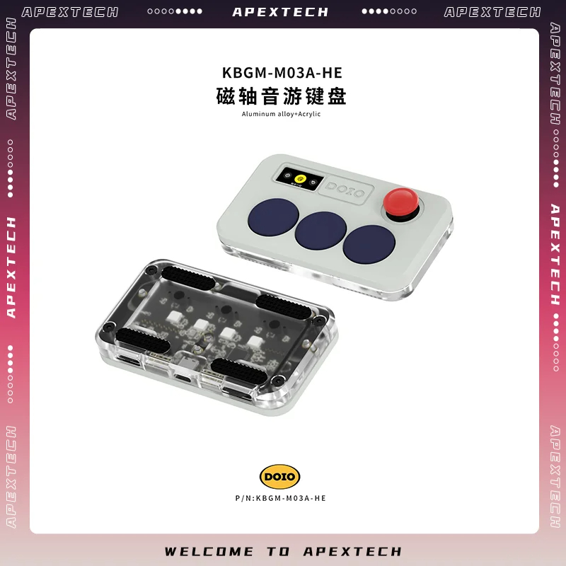 Gaming Console Uk - DOIO KBGM-M03 HE คีย์บอร์ดเกมมิ่งแบบมีสายสวิตช์แม่เหล็กแบบพกพาเคสอะลูมิเนียมขนาดเล็ก Hot-Swappable Custom