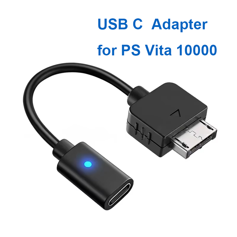 Gaming Console Sony - อะแดปเตอร์ชาร์จ USB-C สีดำขนาด 10 ซม. พร้อมไฟแสดงสถานะ