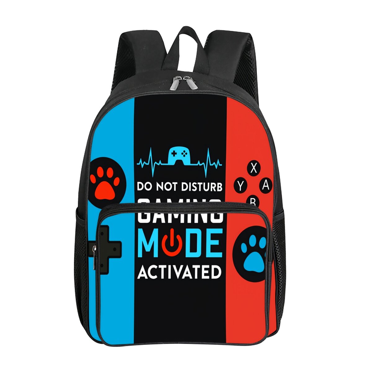 Gaming Console Kids - กระเป๋าเป้สะพายหลังลายการ์ตูน 2 มิติ สำหรับเด็กผู้ชาย/เด็กผู้หญิง กระเป๋าหน้าทรงเหลี่ยม ใส่เครื่องเล่นเกมส์